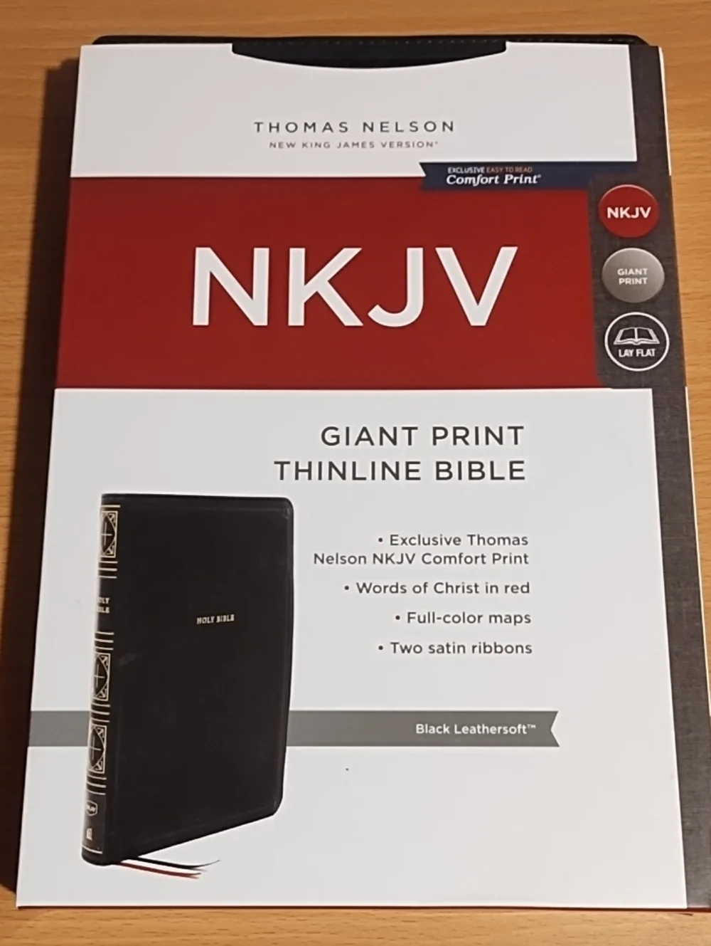 NKJV Giant Print Thinline Bible - Black New, Soft Leather.